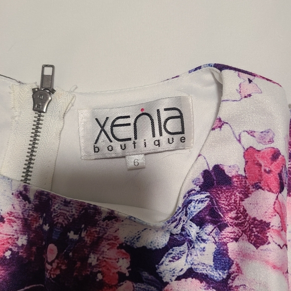 XENIA Pink Purple Floral Bodycon Dress 6 AU XS - Picture 5 of 5